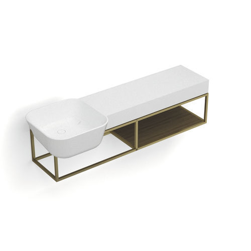 Lavabo sospeso - P14BW1+S107W1 - Munk Building Materials Co., Ltd. - in acrilico / in Solid Surface / con piano integrato