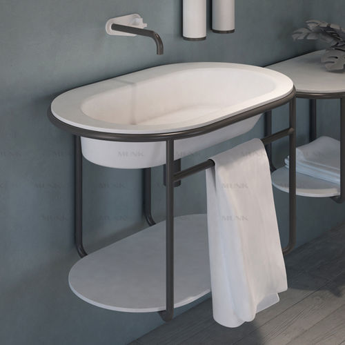 Lavabo sospeso - P148W1 - Munk Building Materials Co., Ltd. - in acrilico / in Solid Surface / con scaffale integrato