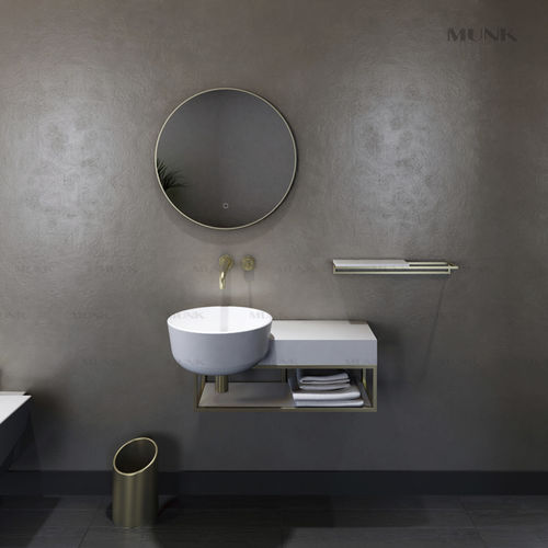 Lavabo sospeso - P128W1+S107W1 - Munk Building Materials Co., Ltd. - in acrilico / in Solid Surface / con piano integrato