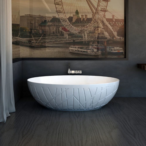 Vasca da bagno ovale - B117W4 - Munk Building Materials Co., Ltd. - ad isola / per ambiente abitativo / in Solid Surface