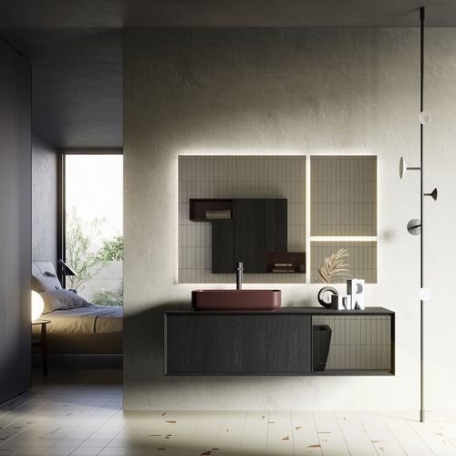 Mobile lavabo sospeso - MODULA SYSTEM 04 - PUNTOTRE - in melaminico / contemporaneo / senza ante