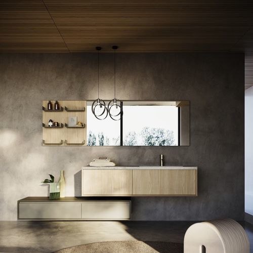 Mobile lavabo sospeso - MODULA SYSTEM 06 - PUNTOTRE - in melaminico / contemporaneo / senza ante