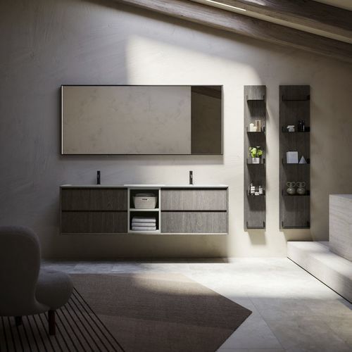 Mobile lavabo sospeso - MODULA SYSTEM 08 - PUNTOTRE - in legno / contemporaneo / senza ante