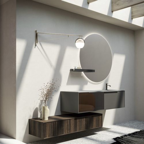 Mobile lavabo sospeso - CORNICI SYSTEM 13 - PUNTOTRE - in vetro / in melaminico / contemporaneo