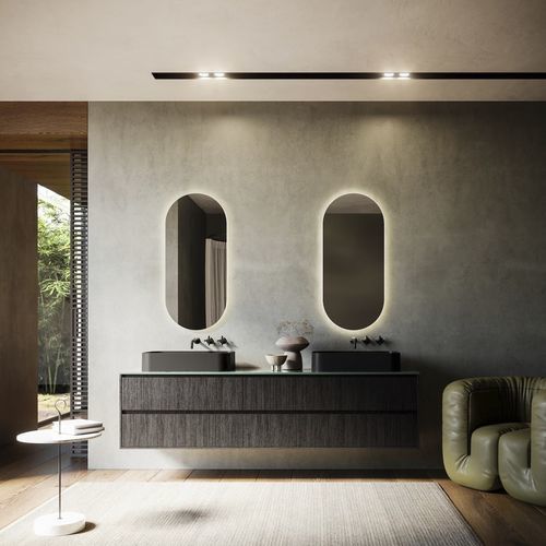 Mobile lavabo doppio - CORNICI SYSTEM 15 - PUNTOTRE - sospeso / in legno / in melaminico