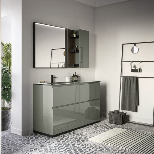 Mobile lavabo da appoggio - COMP.12 - PUNTOTRE - in vetro / in melaminico / contemporaneo