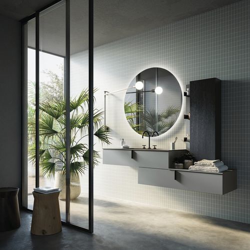 Mobile lavabo sospeso - COMP.18 - PUNTOTRE - in melaminico / contemporaneo / senza ante