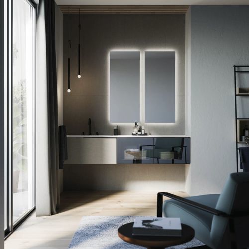 Mobile lavabo sospeso - COMP.20 - PUNTOTRE - in laminato / in vetro / in Ocritech®