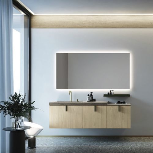 Mobile lavabo sospeso - COMP.22 - PUNTOTRE - in laminato / in pietra arenaria / contemporaneo