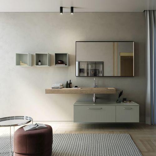 Mobile lavabo sospeso - COMP.23 - PUNTOTRE - in HPL / in vetro / in melaminico