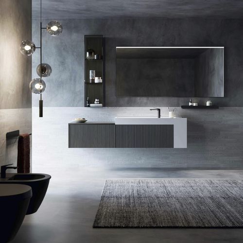 Mobile lavabo doppio - VERTIGO 4 - PUNTOTRE - da appoggio / polimerico / contemporaneo