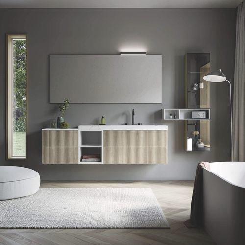 Mobile lavabo sospeso - VERTIGO 8 - PUNTOTRE - polimerico / contemporaneo / senza ante