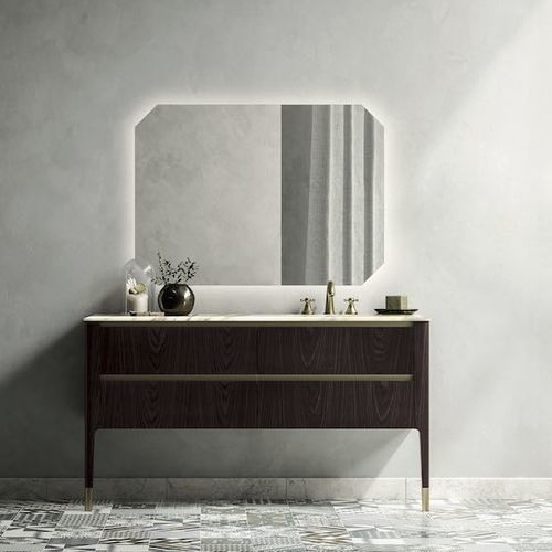 Mobile lavabo a muro - ART02 - PUNTOTRE - in ottone / in marmo / in mogano