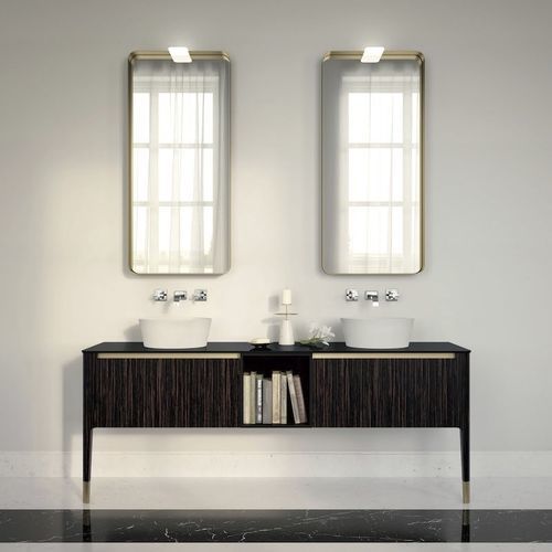 Mobile lavabo doppio - ART03 - PUNTOTRE - a muro / in ebano / in laminato