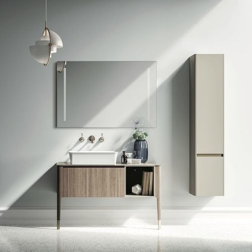 Mobile lavabo a muro - ART04 - PUNTOTRE - in laminato / in vetro laccato / in ottone