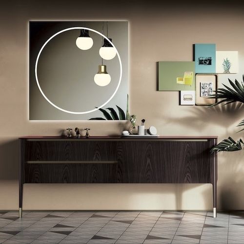 Mobile lavabo a muro - ART06 - PUNTOTRE - in mogano / in laminato / in vetro laccato