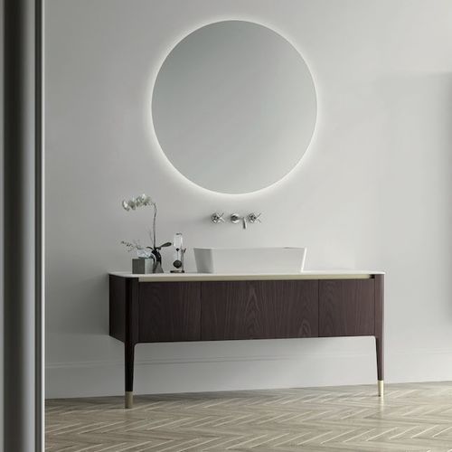 Mobile lavabo a muro - ART07 - PUNTOTRE - in laminato / in ottone / in Solid Surface