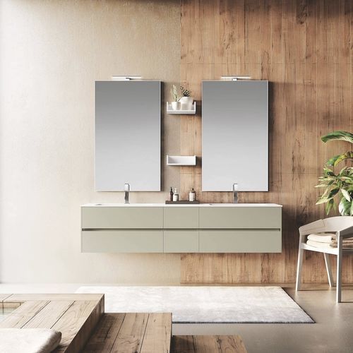 Mobile lavabo doppio - U&D 05 - PUNTOTRE - sospeso / in laminato / in Ocritech®