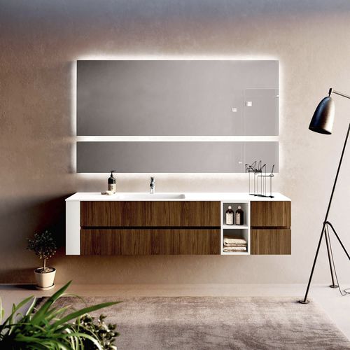 Mobile lavabo sospeso - U&D 02 - PUNTOTRE - in melaminico / in Ocritech® / contemporaneo