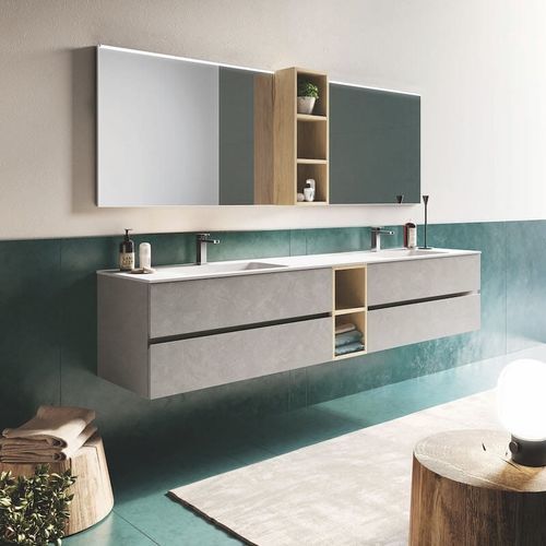 Mobile lavabo doppio - U&D 01 - PUNTOTRE - sospeso / in laminato / in Ocritech®
