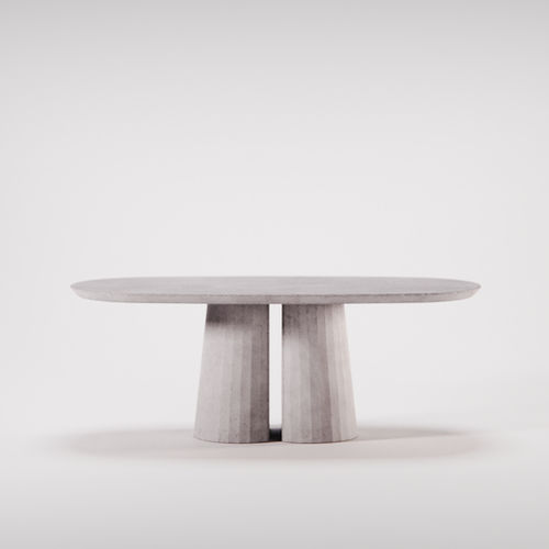Tavolino basso contemporaneo - Fusto II - FORMA&CEMENTO - in calcestruzzo ad alte prestazioni / con supporto in calcestruzzo / ovale