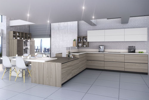Cucina contemporanea - PLANET - BC3 - in melaminico / a L / senza maniglie