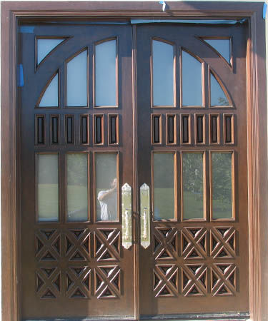 Porta d'ingresso - OLD WORLD : OW-219 - Granddoors - in mogano / battente / semivetrata