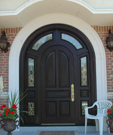 Porta d'ingresso - CLASSIC : CS-801 - Granddoors - in mogano / battente / semivetrata