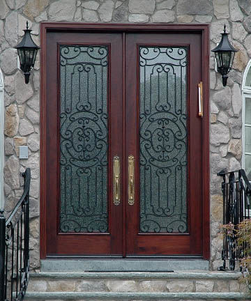 Porta d'ingresso - WN-13 - Granddoors - con finitura ontano / in ferro modellato / battente