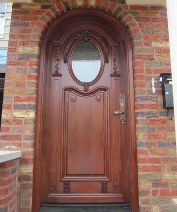 Porta d'ingresso - CARVED : CR-116 - Granddoors - in mogano / battente / semivetrata