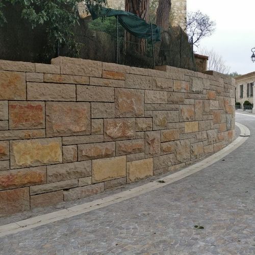 Paramento in pietra - MODUL'PIERRE - MODBLOC - da esterno / testurizzato / beige