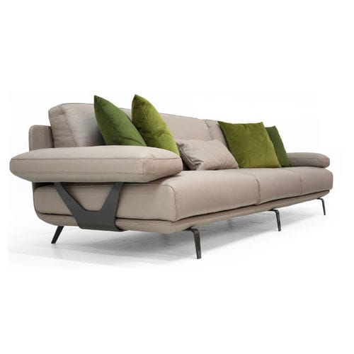 Divano contemporaneo - V127 - Aston Martin - in pelle / beige / con supporto in metallo laccato