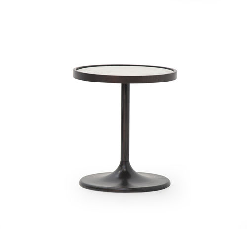Tavolo d'appoggio contemporaneo - V212/F - Aston Martin - in pelle / con supporto in metallo laccato / rotondo
