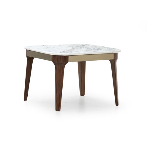 Tavolo d'appoggio contemporaneo - V225 - Aston Martin - in marmo / con supporto in noce / quadrato