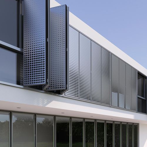 Frangisole in alluminio - RABEL 14000 - RABEL SYSTEMS - per facciata / verticale / a motore