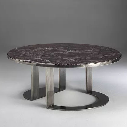 Tavolino basso contemporaneo - GIOTTO - pasut design - in marmo / con supporto in acciaio / rotondo