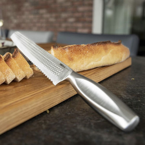 Coltello da pane con manico in acciaio inossidabile - Monaco+ - Boska - con lama in acciaio inossidabile