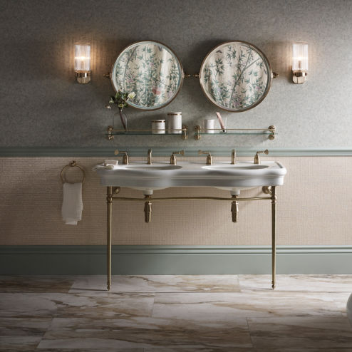 Lavabo da appoggio - THE DOUBLE BUTTERMERE - Drummonds - in metallo / doppio / rotondo