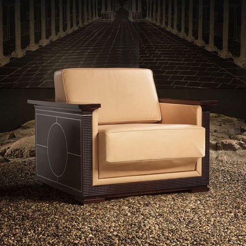 Poltrona contemporanea - Nouvel Espace Furniture - in velluto / in pelle / in rovere