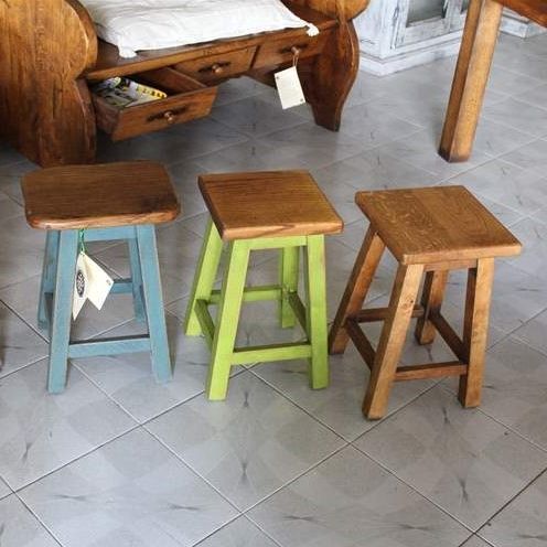 Sgabello in stile rustico - 3.00 - El roure vell - in rovere / con supporto in quercia / con poggiapiedi