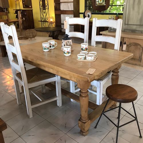 Tavolo da pranzo in stile rustico - T-55 - El roure vell - in rovere / con supporto in quercia / rettangolare