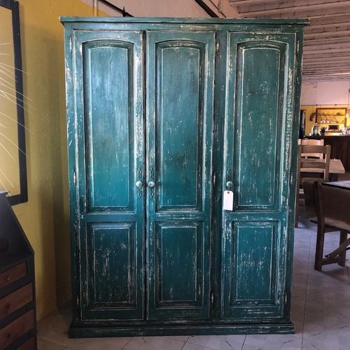 Armadio in stile rustico - AR-01 - El roure vell - in legno / con ante battenti / blu