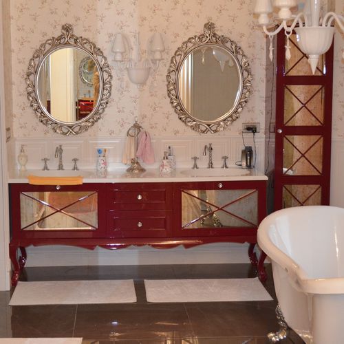 Mobile lavabo doppio - Tugra Mobilya - da appoggio / in legno / classico