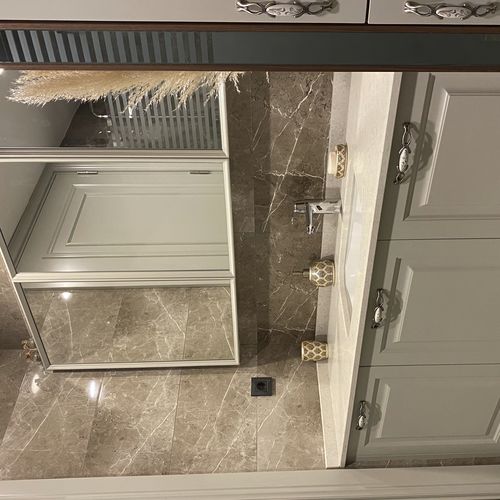 Mobile pensile per bagno con specchio contemporanea - Tugra Mobilya - per uso residenziale / per hotel / in MDF
