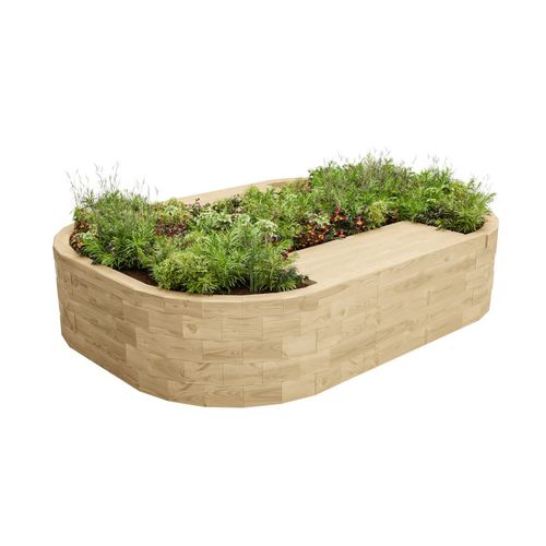 Fioriera in pino - BEALACH DUO - WoodBlocX Ltd - ovale / su misura / con panchina integrata