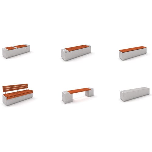 Panca per spazi pubblici contemporanea - URBAN FURNITURE : TOPAZO - Inter System - in legno / in calcestruzzo / con schienale