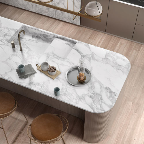Piano di lavoro in gres porcellanato - CALACATTA MAGNIFICO   - Infinity surfaces - contract / da cucina / bianco