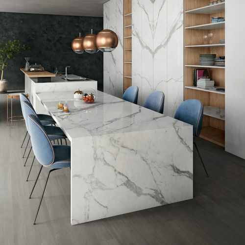 Piano per tavolo in gres porcellanato - CLASSIC STATUARIO  - Infinity surfaces - antimacchia / di lunga durata / grigio