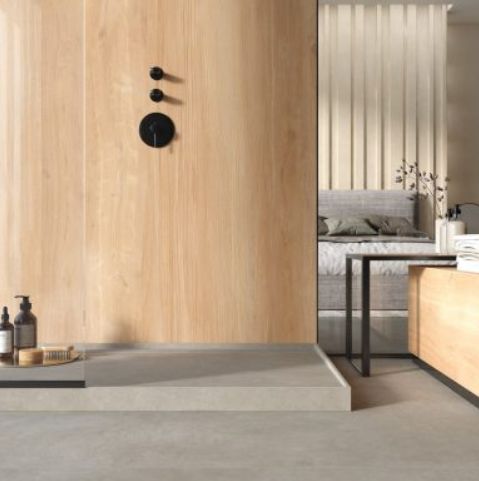 Piatto doccia rettangolare - CONCRETE GREY    - Infinity surfaces - da incasso / in gres porcellanato / antiscivolo