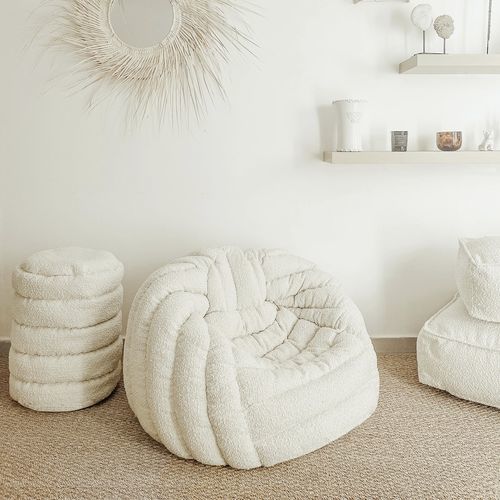 Poltrona contemporanea - XL Igloo - MX HOME - in tessuto / bianca / con braccioli